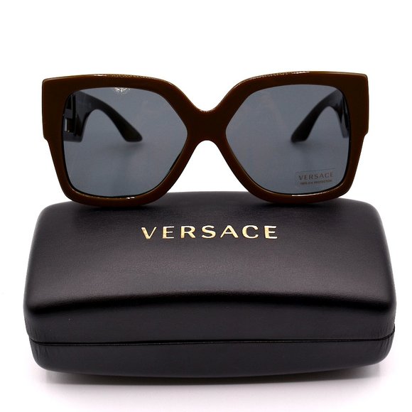 NEW VERSACE VE4402 BROWN/GREEN DARK GREY LENS AUTHENTIC SUNGLASSES - Picture 6 of 11